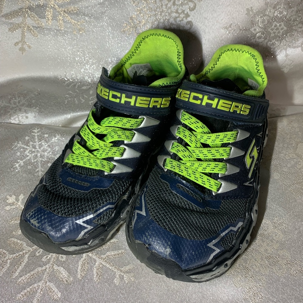 Boys Skechers Green and Blue Sneakers